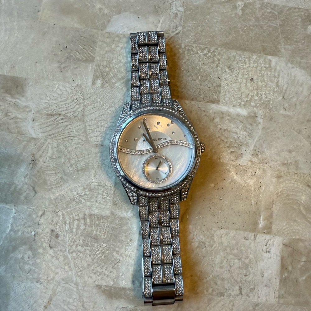Michael Kors Silver Watch with Diamond Accents